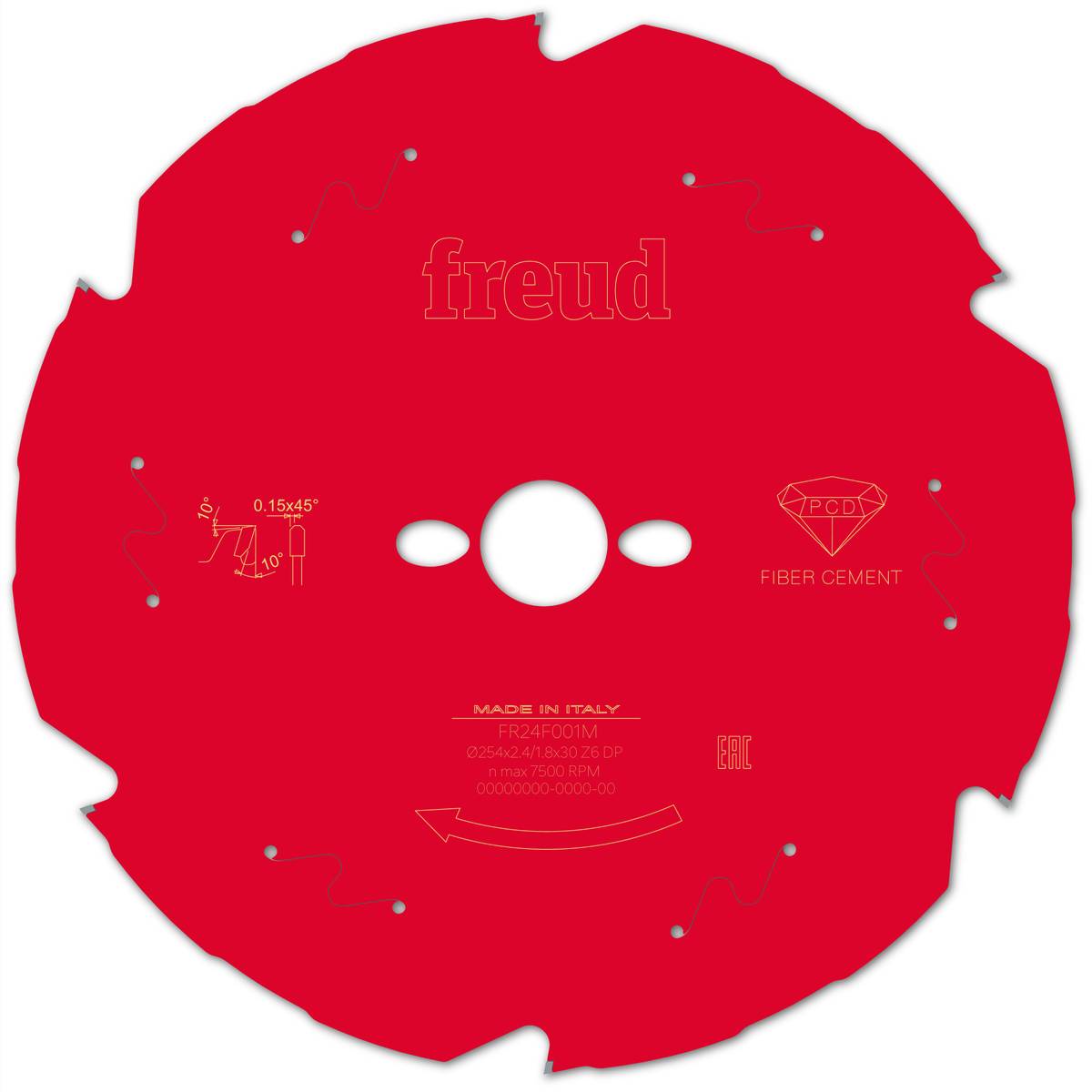 254x30 | Z6 | Tannbredde 2,4 mm | Fibersement - Gips| Freud Sagblad for Kapp og Gjærsager