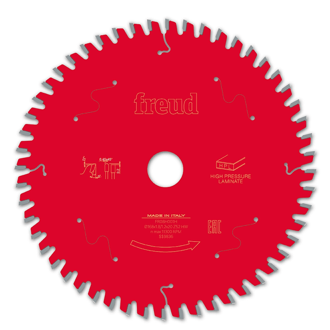 Hovedbilde 168x20 | Z52 | Tannbredde 1,8 mm | HPL | Freud sagblad | Passer også Festool | Bordsag
