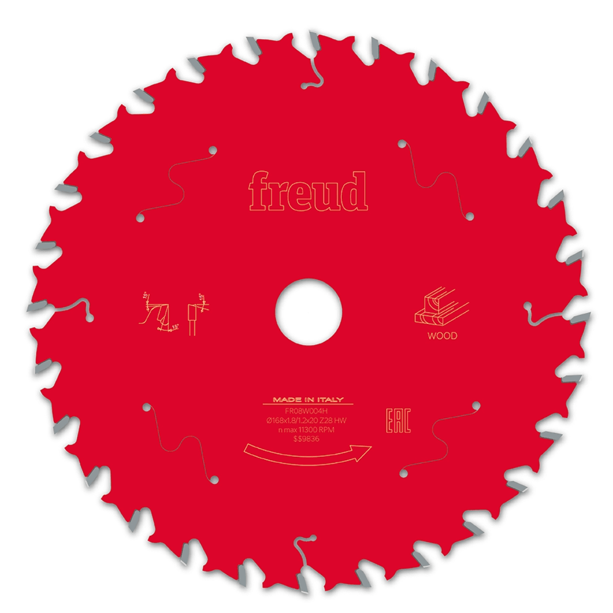 168x20 | Z28 | Tannbredde 1,8 mm | Tre | Freud sagblad | Passer også Festool | Bordsag