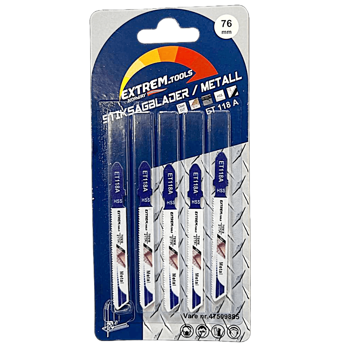 5 pk. Ekstrem Stikksagblader for Metall 76mm